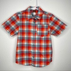 Tea boys plaid shirt short sleeve  button down Sz 4